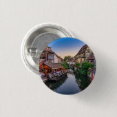 Alsace France Flower Water Canal Ronde Button 3,2 Cm (Voorkant /achterkant)