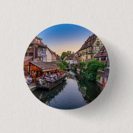 Alsace France Flower Water Canal Ronde Button 3,2 Cm
