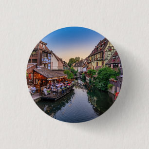 Alsace France Flower Water Canal Ronde Button 3,2 Cm