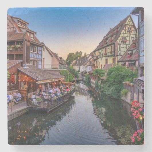 Alsace France Flower Water Canal Stenen Onderzetter (Voorkant)