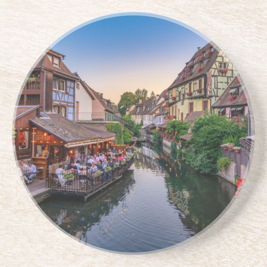 Alsace France Flower Water Canal Zandsteen Onderzetter (Voorkant)