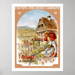 Alsace France Vintage Travel Poster