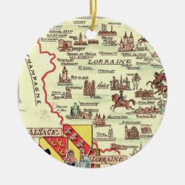 Alsace Lorraine France Illustrated Map Keramisch Ornament