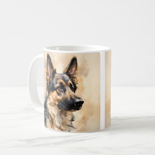 Alsation German Shepard Dog Art Design Mug Koffiemok (Voorkant links)