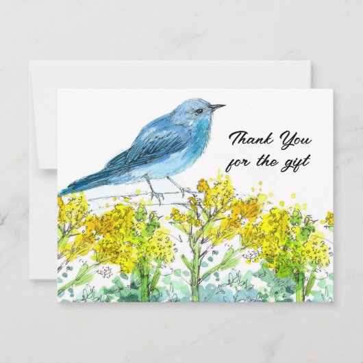 Alsem Dank Je Voor Geschenk Blauwe Vogel Bedankkaart (Voorkant)