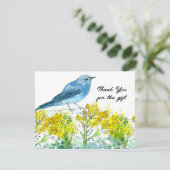 Alsem Dank je voor geschenk Blauwe Vogel Bedankkaart (Staand voorkant)