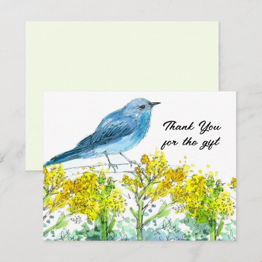 Alsem Dank je voor geschenk Blauwe Vogel Bedankkaart (Voorkant / Achterkant)