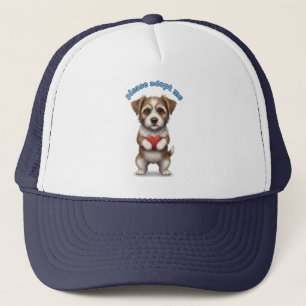 Alsjeblieft, adopteer me – Illustratie van een lie Trucker Pet