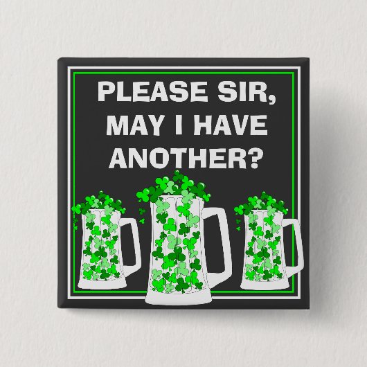 Alsjeblieft, Beer me, Mokken van Shamrocks. Vierkante Button 5,1 Cm (Voorkant)
