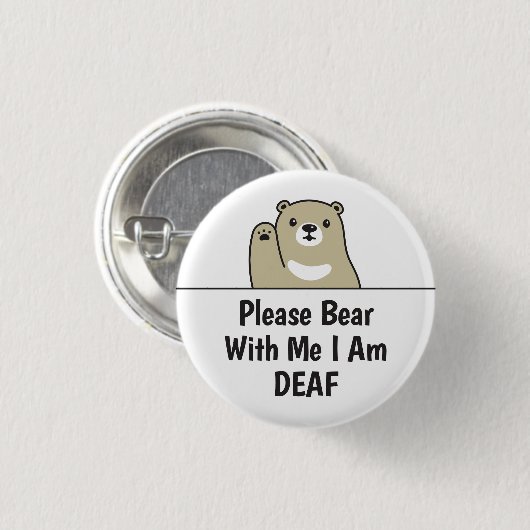 Alsjeblieft Beer met mij Ik ben doof Ronde Button 3,2 Cm (Voorkant /achterkant)