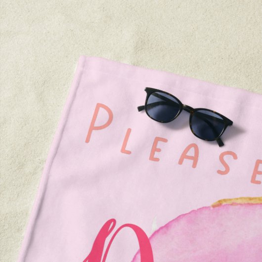 Alsjeblieft Donut Touch - Jouw naam - Funny Pink D Strandlaken (In situ)