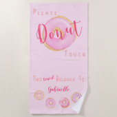 Alsjeblieft Donut Touch - Jouw naam - Funny Pink D Strandlaken (Voorkant)
