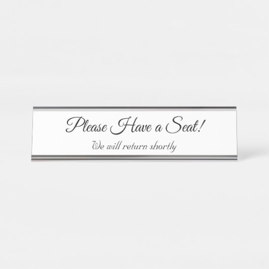 "Alsjeblieft een stoel!" Bureau Naambordje (Voorkant)