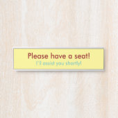 "Alsjeblieft, ga zitten!" Deurbordje (Voorkant)