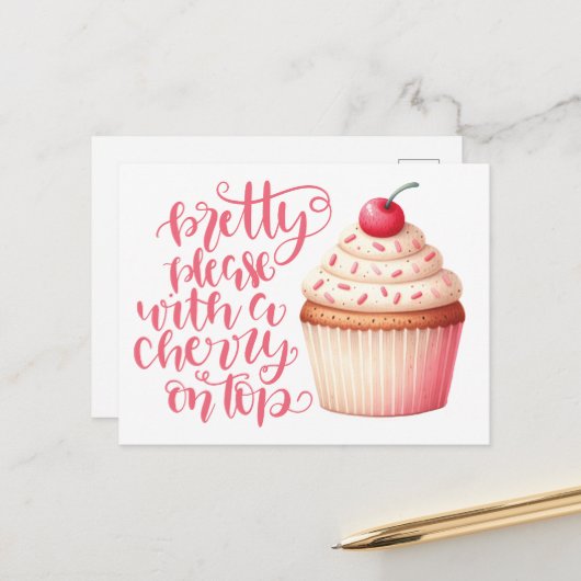 Alsjeblieft met een cherry op de top Briefkaart (Voorkant / Achterkant in situ)