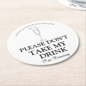 Alsjeblieft, neem mijn drink niet aan, ik kom trou ronde kartonnen onderzetter (Gebogen)