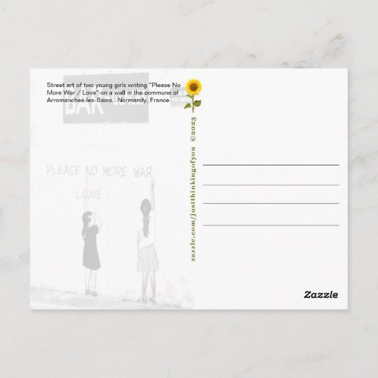 Alsjeblieft niet meer oorlog / liefde, Normandië,  Briefkaart (Achterkant)
