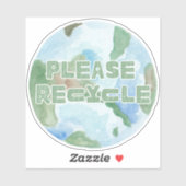 Alsjeblieft Recyclen Planet Earth Waterverf Pastel Sticker (Vel)