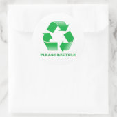 Alsjeblieft, Recyclen. Recyclingbewustzijn. Ga gro Ronde Sticker (Tas)