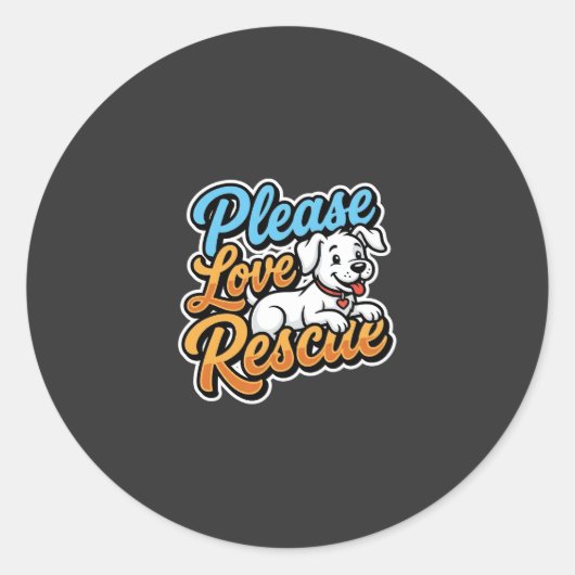 Alsjeblieft Reddingshond Liefde Ronde Sticker (Voorkant)