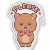 Alsjeblieft Teddybeer Sticker (Voorkant)