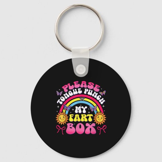 Alsjeblieft Tong Punch My Fart Box Grappig Ongepas Sleutelhanger (Voorkant)