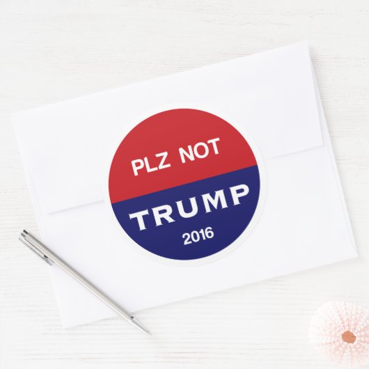 Alsjeblieft, Trump niet Ronde Sticker (Envelop)