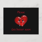 Alsjeblieft, word snel beter. Rood hart Briefkaart (Voorkant)