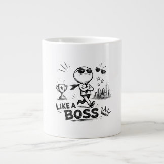 Alsof je baas bent Funny Sketch Design Zelfverzeke Grote Koffiekop
