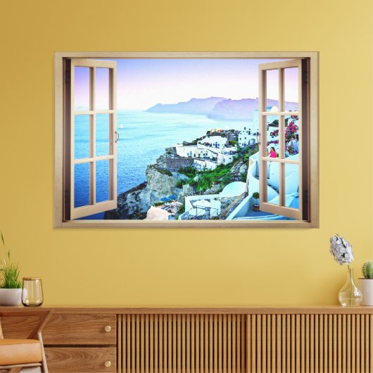 Alsof je in Santorini Greece Canvas Print woont (Insitu (Woonkamer))
