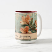 Alstroemeria Bloem Retro Rustiek Tweekleurige Koffiemok (Voorkant rechts)