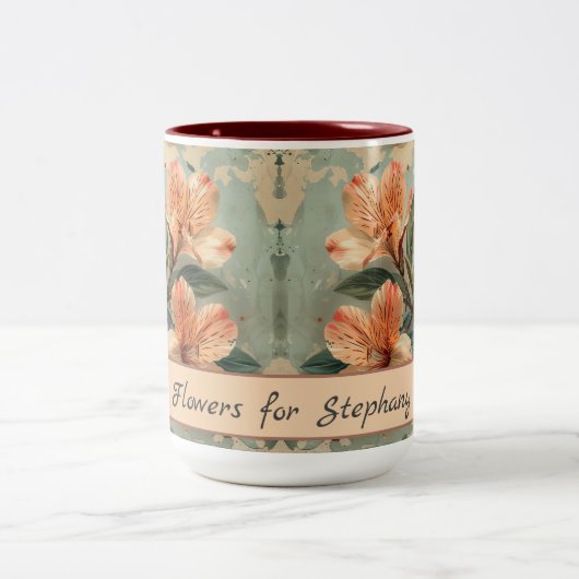 Alstroemeria Bloem Retro Rustiek Tweekleurige Koffiemok (Center)