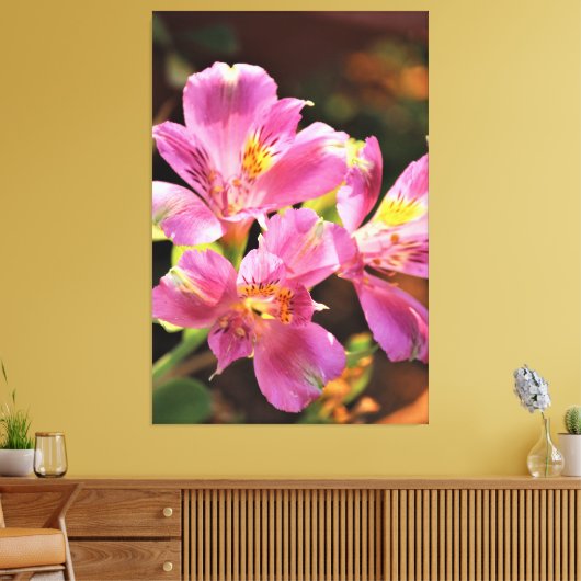 Alstroemeria Lilly Stunning Floral Bold Pink Canvas Afdruk (Insitu (Woonkamer))