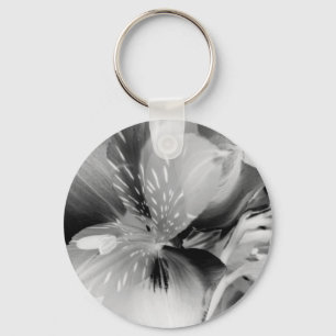 Alstroemeria Peruvian Lily Flower in Black & White Sleutelhanger