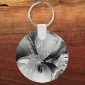 Alstroemeria Peruvian Lily Flower in Black & White Sleutelhanger (Voorkant)