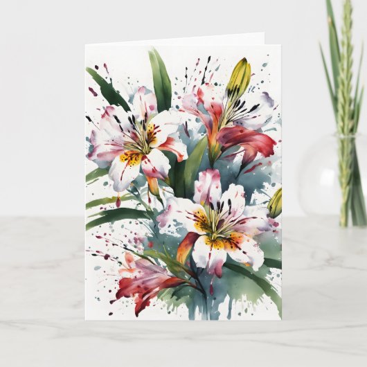 Alstroemeria - Watercolor flowers Kaart (Voorkant)