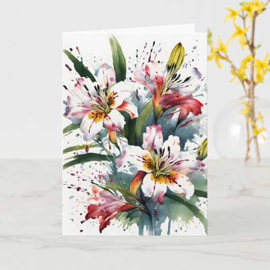 Alstroemeria - Watercolor flowers Kaart (Gele Bloem)