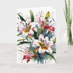 Alstroemeria - Waterverf bloemen Kaart