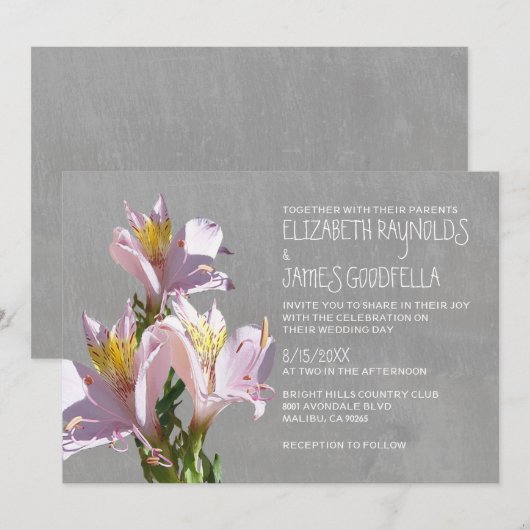 Alstroemeria Wedding Invitations Kaart (Voorkant / Achterkant)