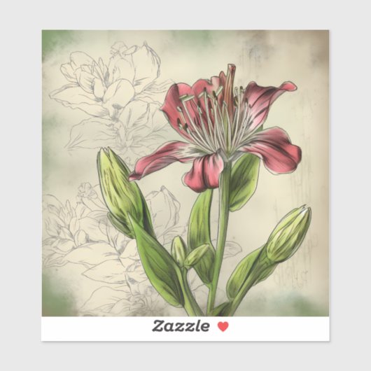 Alstromeria bloemen sticker (Vel)