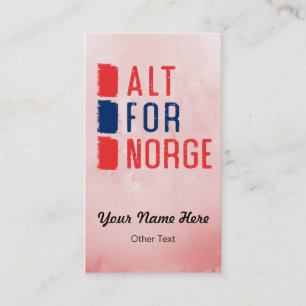 Alt for Norge Norwegian Motto Visitekaartjes