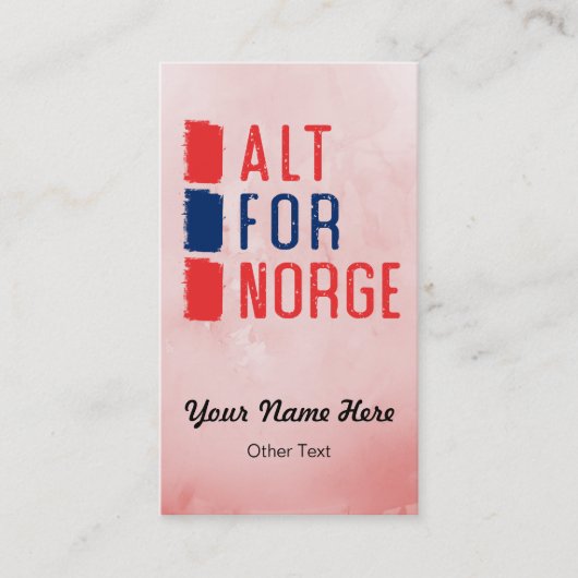 Alt for Norge Norwegian Motto Visitekaartjes (Voorkant)