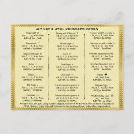 Alt-toets en HTML-toetsenbordcodes Briefkaart