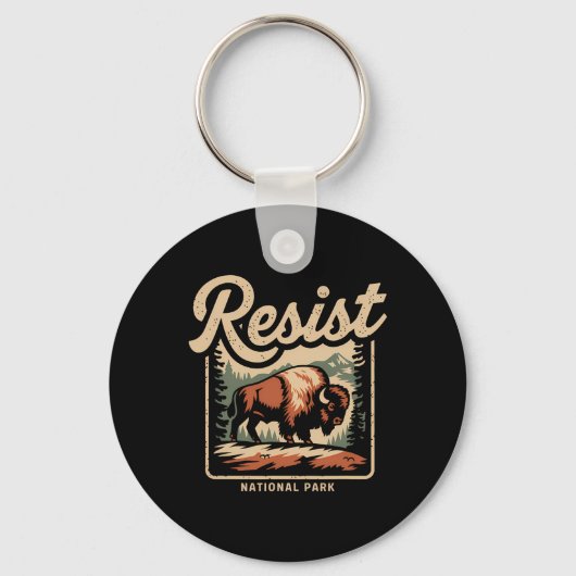 Alt US National Park Resist Service Bison Sleutelhanger (Voorkant)