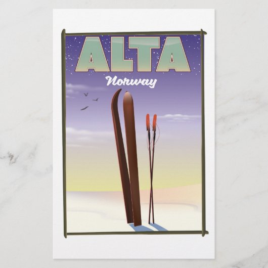 ALTA Noorwegen ski reisposter Briefpapier (Voorkant)