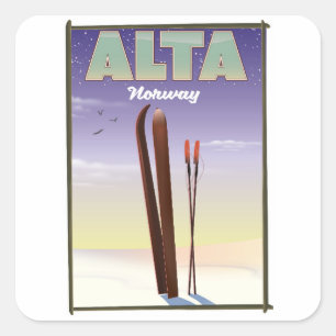ALTA Noorwegen skireisposter Vierkante Sticker