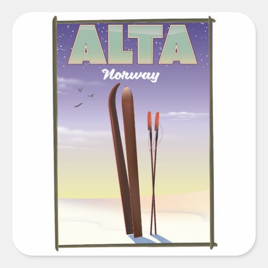 ALTA Noorwegen skireisposter Vierkante Sticker (Voorkant)