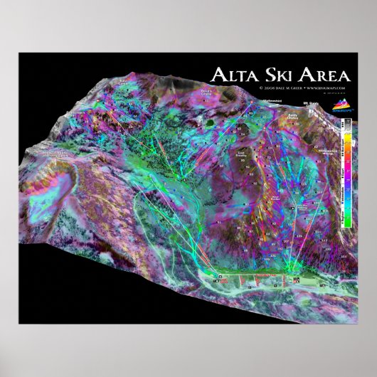 Alta Ski Area 3dSkiMaps Poster (Voorkant)