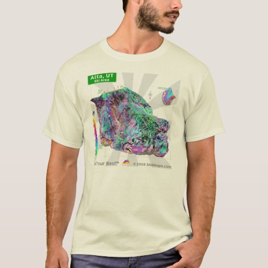 Alta Ski Area 3dSkiMaps T-Shirt (Voorkant)