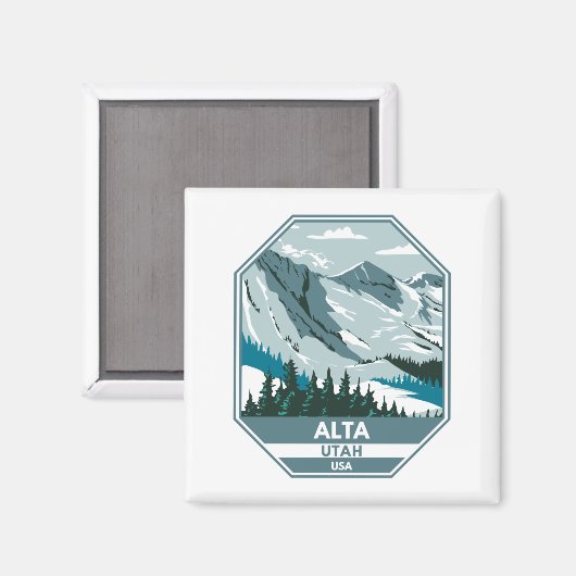 Alta Ski Area Winter Utah Magneet (Voorkant / Achterkant)